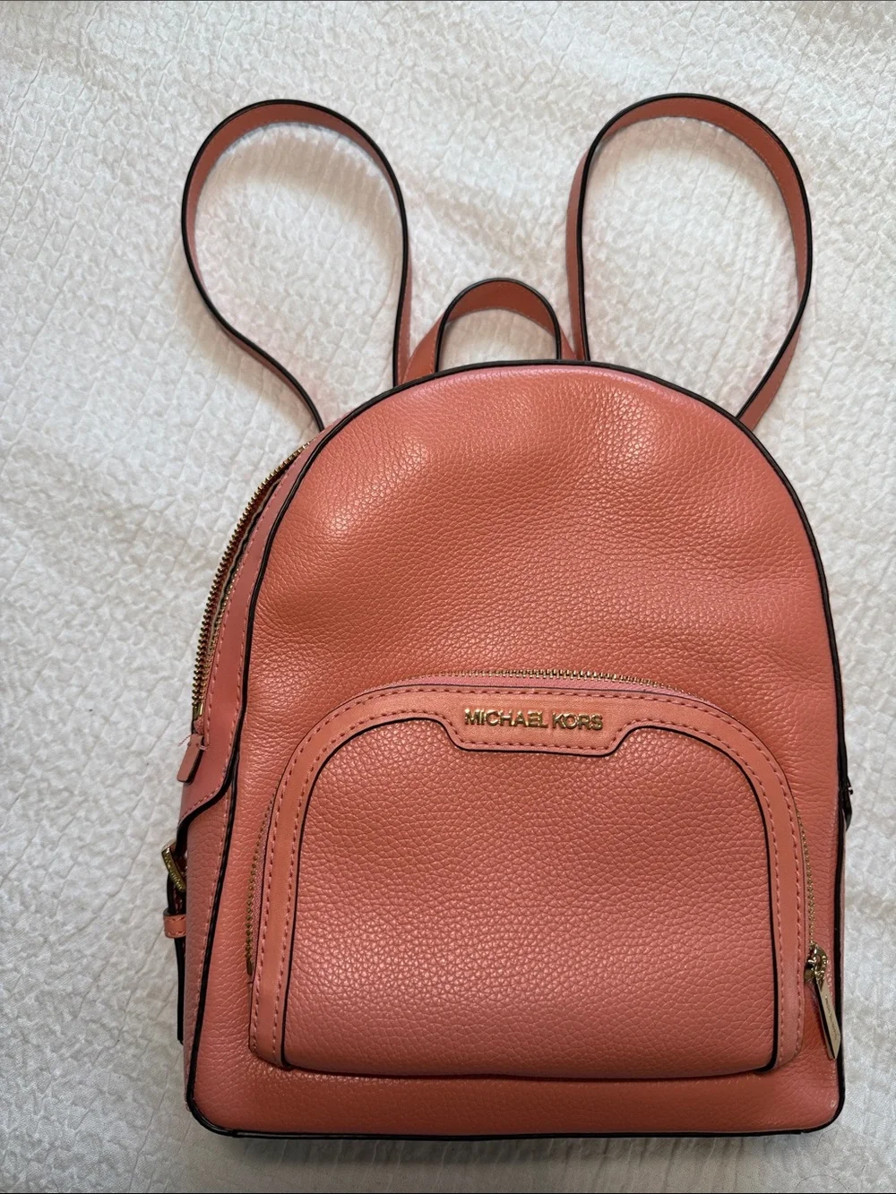 Michael Kors Medium Jaycee Zip Pocket Pebbled Leather Backpack Sherbet - Picture 2 of 15